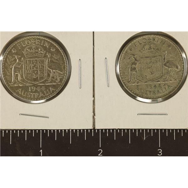 1944 & 1946 AUSTRALIA SILVER 1 FLORIN .1818 OZASW