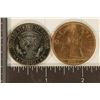 Image 2 : 2 COLORIZED COINS "ABRAHAM LINCOLN" ON BU KENNEDY