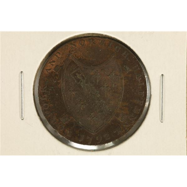 1792 NORFOLK CONDER HALF PENNY THEY R MOSTLY 18TH