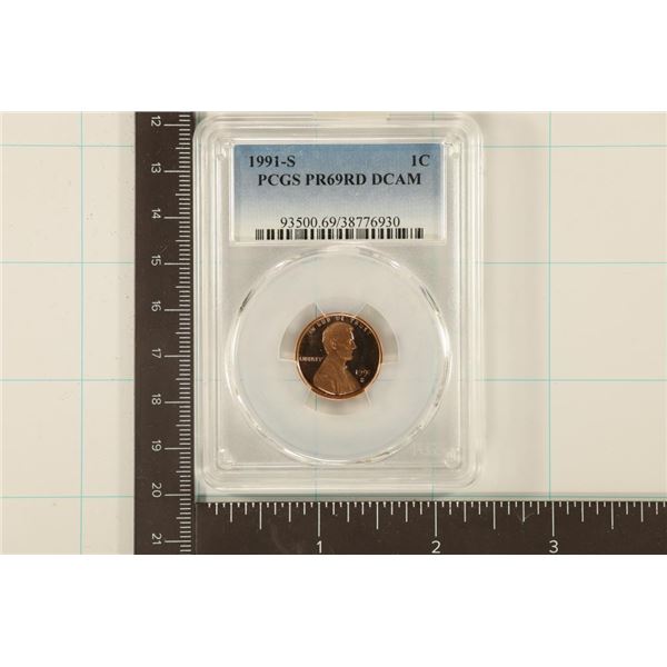 1991-S LINCOLN CENT PCGS PR69RD DCAM