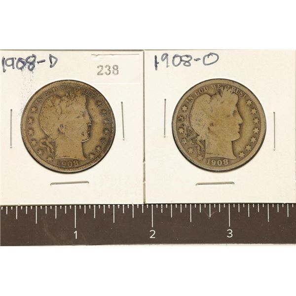 1908-D &1908-O BARBER HALF DOLLARS WATCH FOR OUR