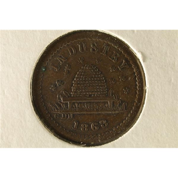 1863 CIVIL WAR TOKEN INDUSTRY ON OBVERSE AND