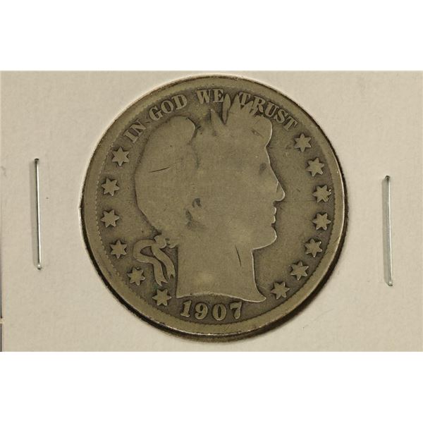 1907-O SILVER BARBER HALF DOLLAR