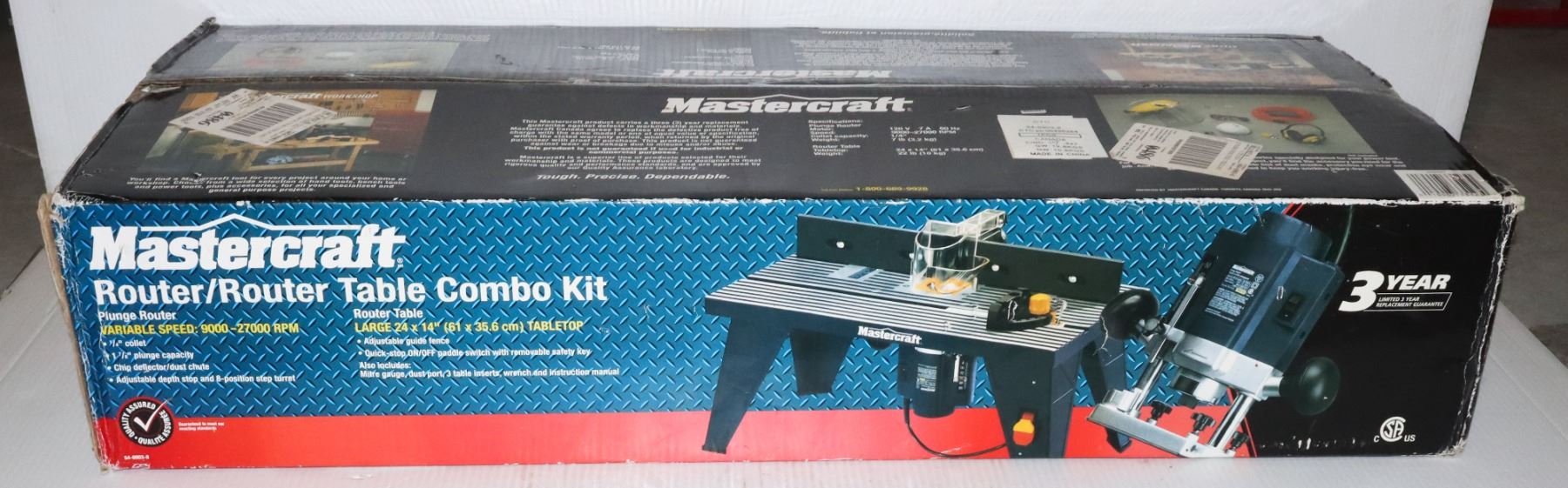 NEW MASTERCRAFT ROUTER + ROUTER TABLE COMBO KIT