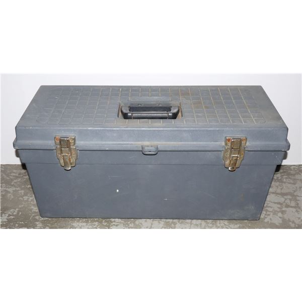 GREY PLASTIC TOOLBOX (24.5" W X 10.5" D X 11.5"T)