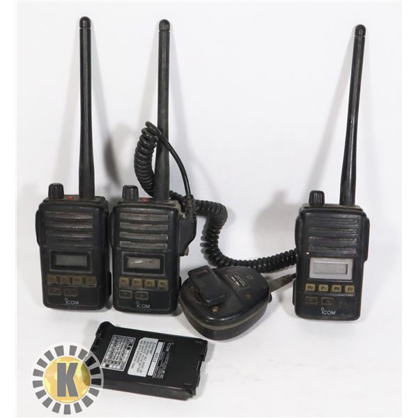 LOT OF 3 ICOM IC-F50 WALKIE TALKIES  INCLUDES