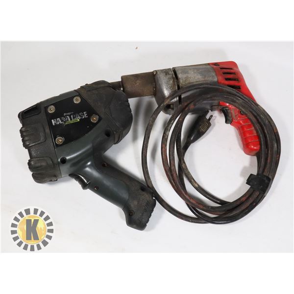 MILWAUKEE DRILL FOR REPAIR, STUCK IN ON POSITION