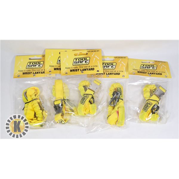 BUNDLE OF 5 TOOL SAFE PRODUCTS WRIST LANYARD (NEW)