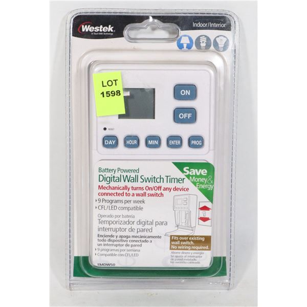 WESTEK INDOOR BATTERY POWERED DIGITAL WALL SWITCH