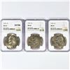 Image 1 : 1974 Set (3) Eisenhower Silver Dollars NGC MS65