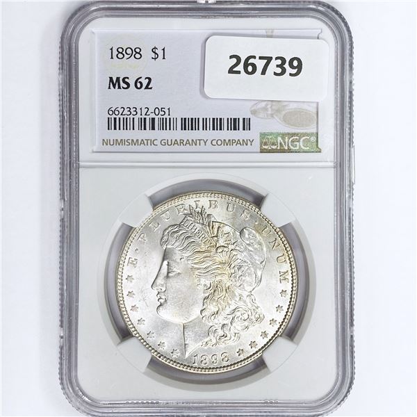 1898 Morgan Silver Dollar NGC MS62