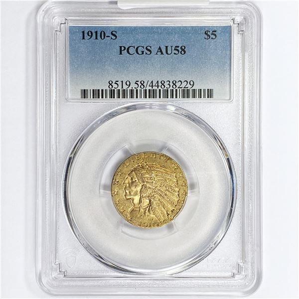 1910-S $5 Gold Half Eagle PCGS AU58