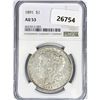 Image 1 : 1891 Morgan Silver Dollar NGC AU53