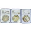 Image 1 : 1974 Set (3) Eisenhower Silver Dollars NGC MS65