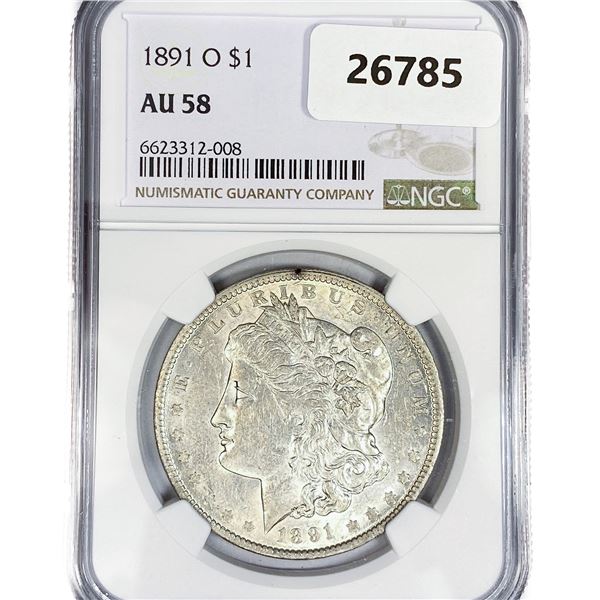 1891-O Morgan Silver Dollar NGC AU58