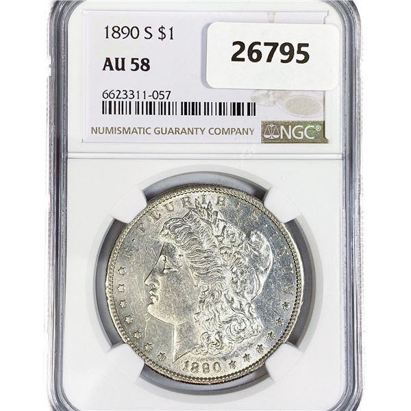 1890-S Morgan Silver Dollar NGC AU58