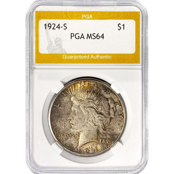 1924-S Silver Peace Dollar PGA MS64