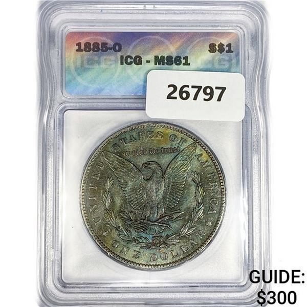 1885-O Morgan Silver Dollar ICG MS61