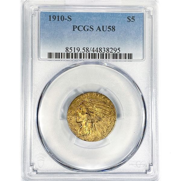 1910-S $5 Gold Half Eagle PCGS AU58