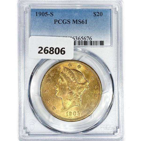 1905-S $20 Gold Double Eagle PCGS MS61