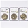 Image 1 : 1974 Set (3) Eisenhower Silver Dollars NGC MS65