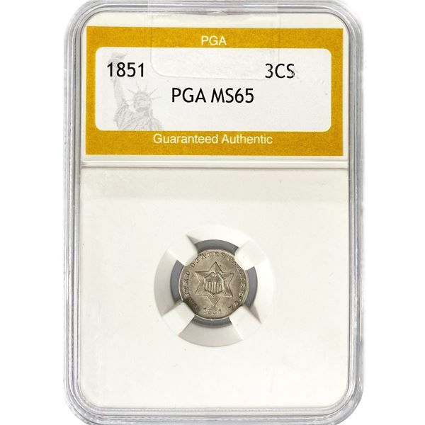 1851 Silver Three Cent PGA MS65