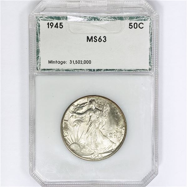 1945 Walking Liberty Half Dollar PCI MS63