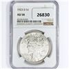 Image 1 : 1923-D Silver Peace Dollar NGC AU58