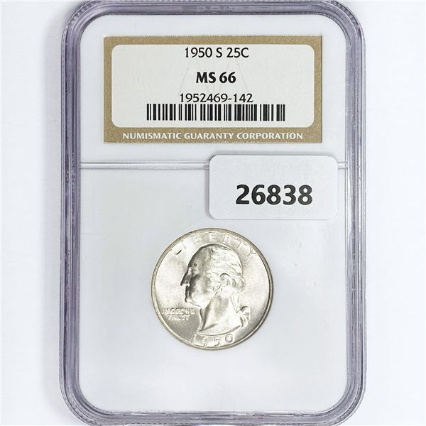 1950-S Washington Silver Quarter NGC MS66