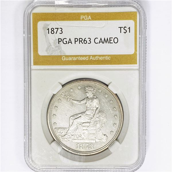 1873 Silver Trade Dollar PGA PR63 CAM