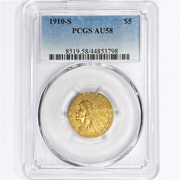 1910-S $5 Gold Half Eagle PCGS AU58