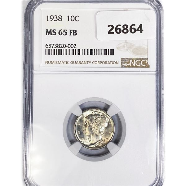 1938 Mercury Silver Dime NGC MS65 FB