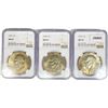 Image 1 : 1974 Set (3) Eisenhower Silver Dollars NGC MS65