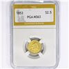 Image 1 : 1853 $2.50 Gold Quarter Eagle PGA MS63