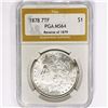 Image 1 : 1878 7TF Morgan Silver Dollar PGA MS64 Rev of 79