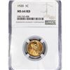 Image 1 : 1920 Wheat Cent NGC MS64 RD