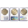 Image 2 : 1974 Set (3) Eisenhower Silver Dollars NGC MS65