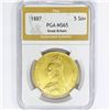 Image 1 : 1887 5 Sov. 1.18oz G.B. Gold PGA MS65