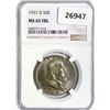 Image 1 : 1957-D Franklin Half Dollar NGC MS65 FBL