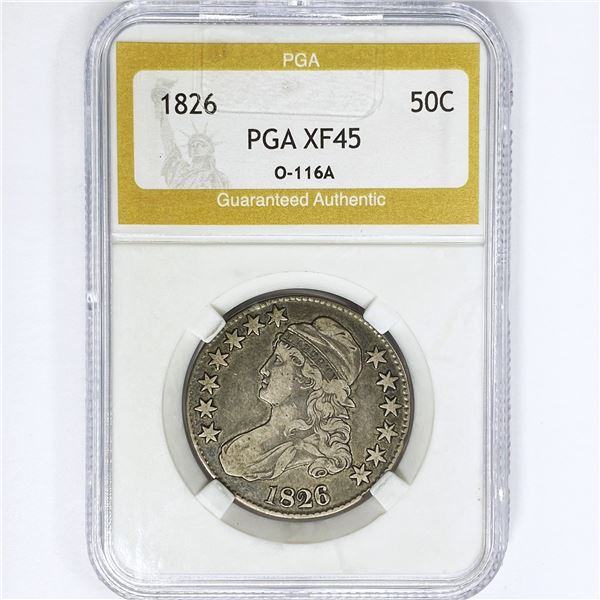 1826 Capped Bust Half Dollar PGA XF45 O-116A