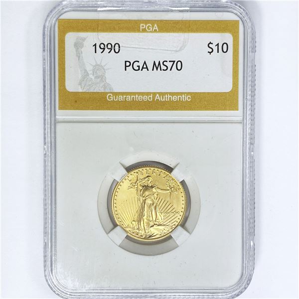 1990 $10 1/4oz American Gold Eagle PGA MS70