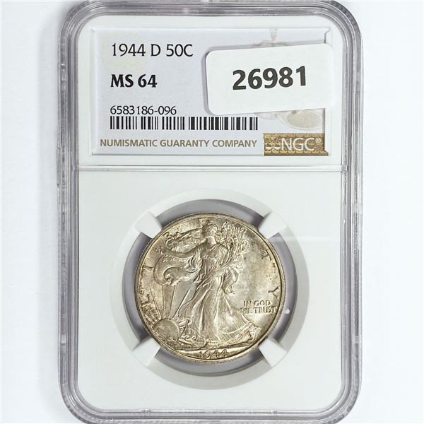 1944-D Walking Liberty Half Dollar NGC MS64