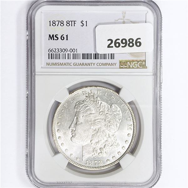 1878 8TF Morgan Silver Dollar NGC MS61