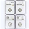 Image 1 : (4) 1936-1942 Mercury Silver Dimes NGC MS64 FB