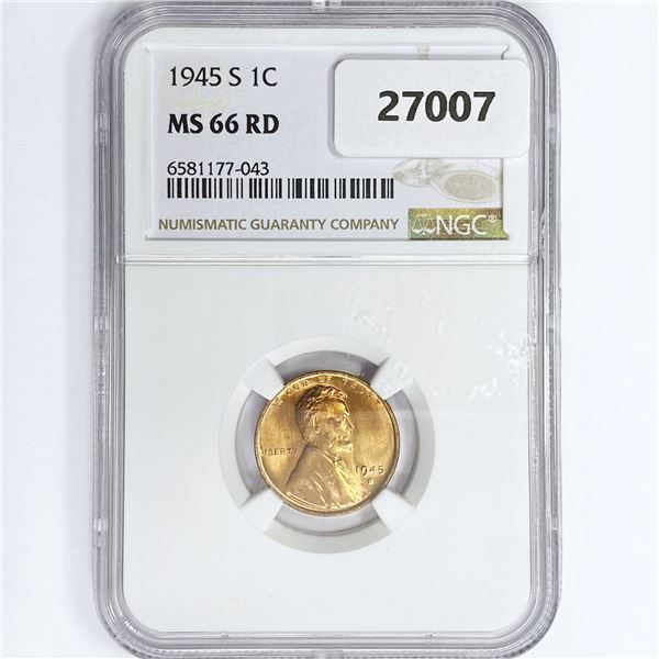 1945-S Wheat Cent NGC MS66 RD