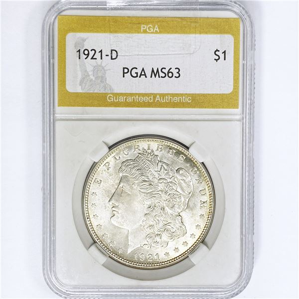1921-D Morgan Silver Dollar PGA MS63