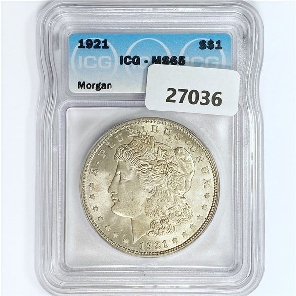1921 Morgan Silver Dollar ICG MS65