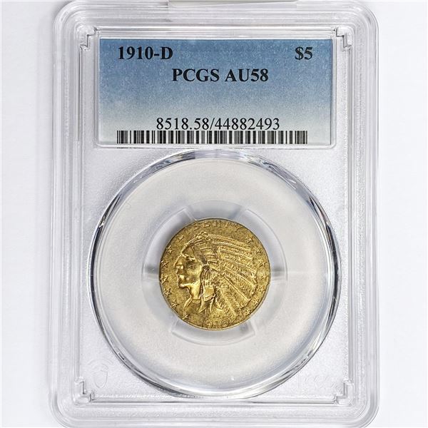 1910-D $5 Gold Half Eagle PCGS AU58