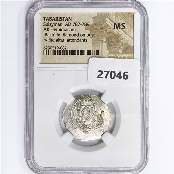 AD 787-789 Tabaristan AR Hemidrachm NGC MS