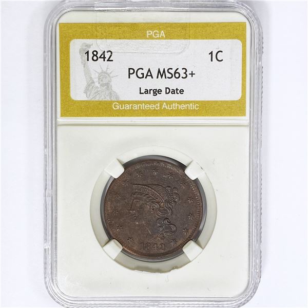 1842 Large Cent PGA MS63+ Large Date